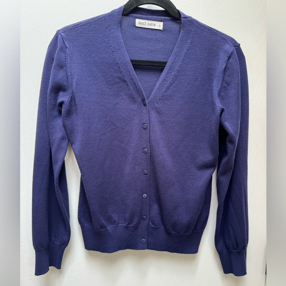Grace Karin, Women’s, Button Up Cardigan Sweater, Navy Blue, Size M